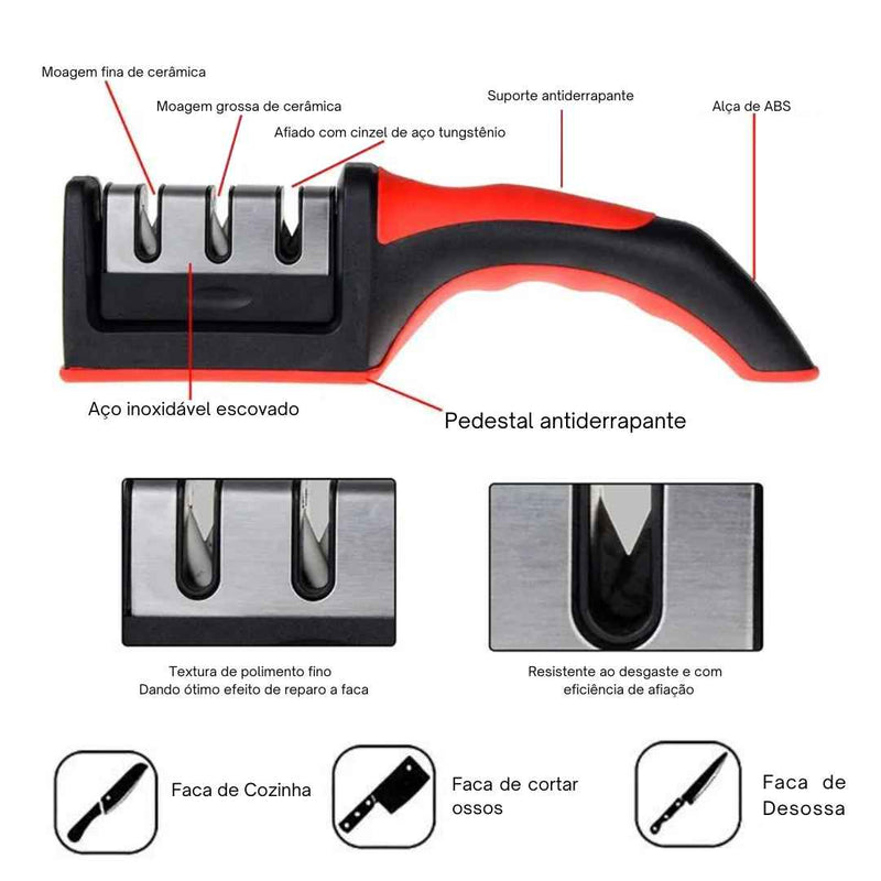 Amolador de Facas Multi - Funcional de 3 Estágios - DomusBelle