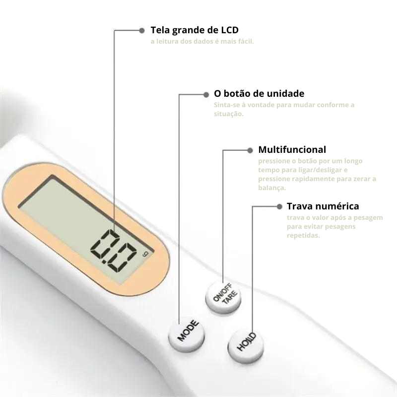 Colher Medidora Digital com Display LCD - DomusBelle