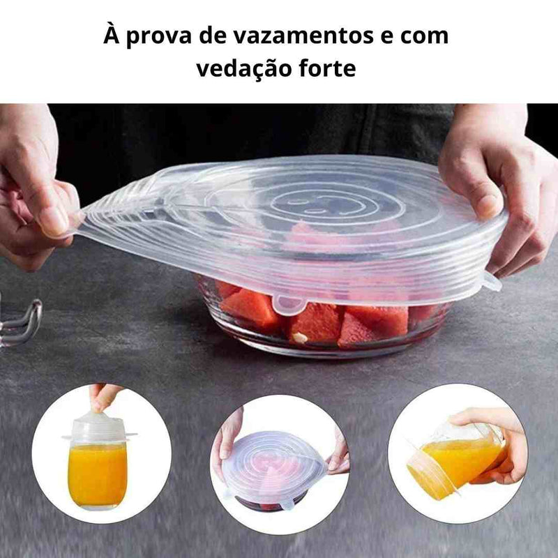 Tampas Reutilizáveis de Silicone - Armazenar Seus Alimentos com Praticidade e Sustentabilidade - DomusBelle